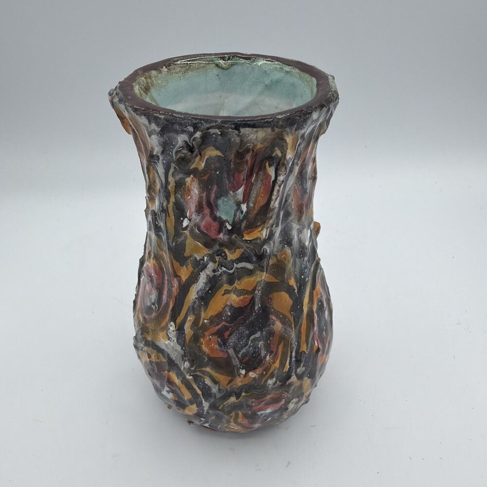 Fratelli Piscitello Italy Ceramic Abstract  Vase Circa 1960s MCM 3D Texture